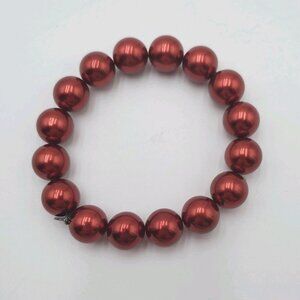 RMN Faux Pearl Ruby Tone Adjustable Bracelet